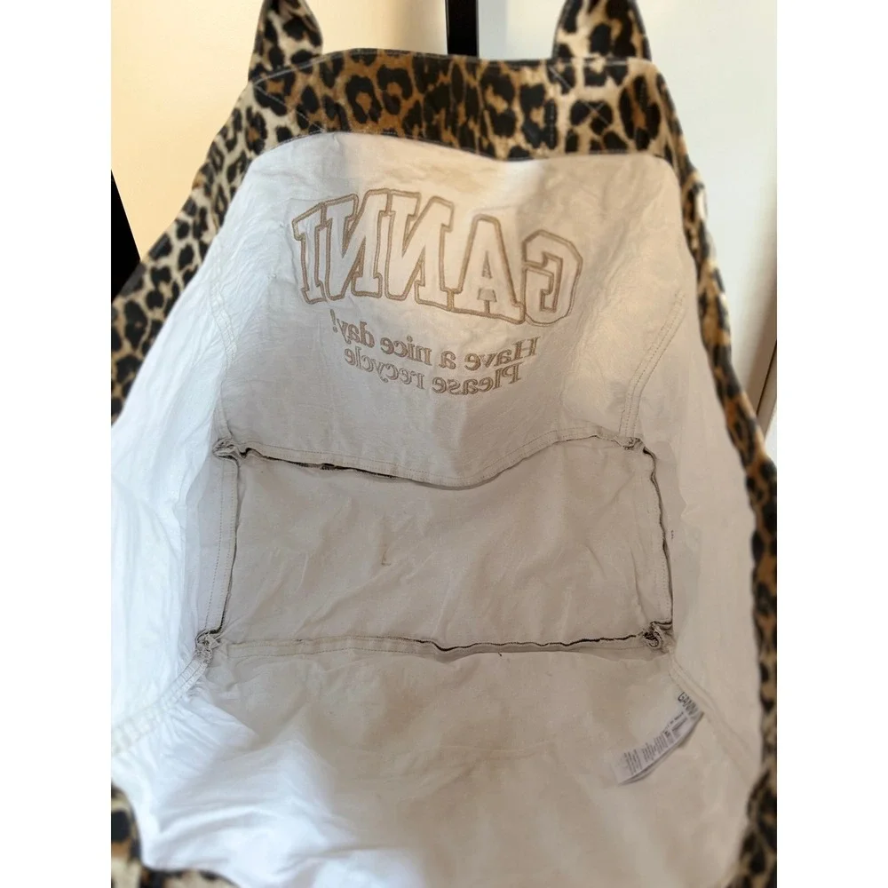 GANNI Brown Leopard XXL Tote